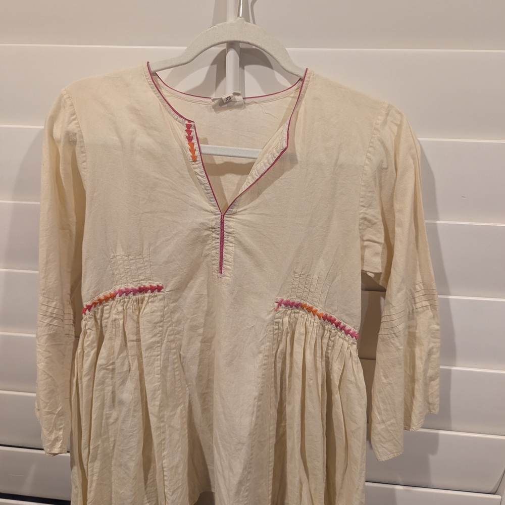 Cream Blouse with Pink Accents